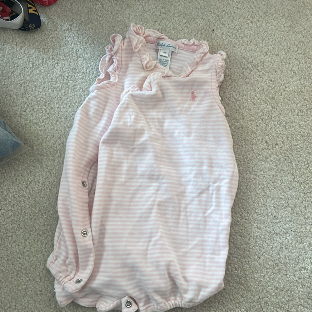 Polo Ralph Lauren 9 mo onesie summer spring pin stripe excellent
